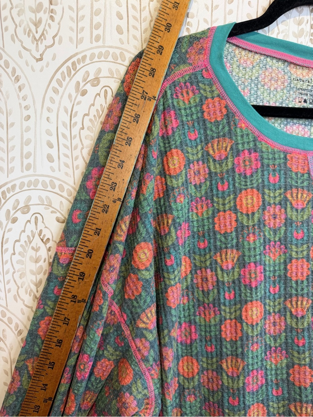 Natural Life Waffle Knit Floral Long Sleeve Top size XL - Picture 7 of 8